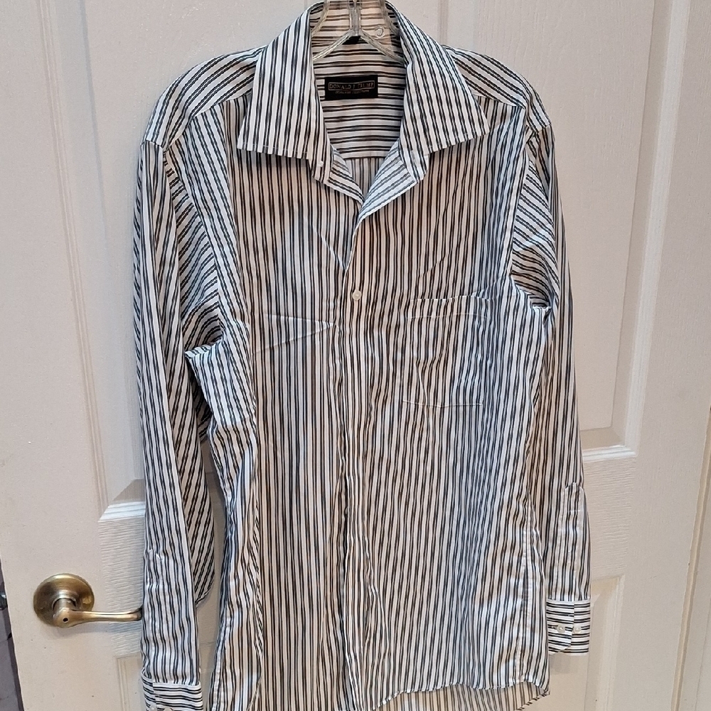 Donald J. Trump Gray  and White Striped Men's Shirt Size 16. EUC